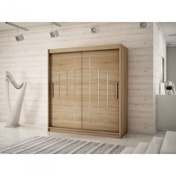 Armoire dressing,  longeur 150 cm, 2 portes, 2 penderies et 5 niches,  Gamme YORK