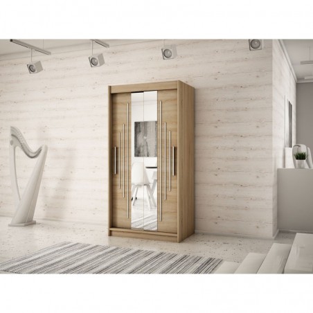 Armoire dressing,  longeur 120 cm, 2 portes, 2 penderies et 5 niches,  Gamme YORK_01