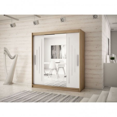 Armoire dressing,  longeur 180 cm, 2 portes, 2 penderies et 10 niches,  Gamme YORK_01