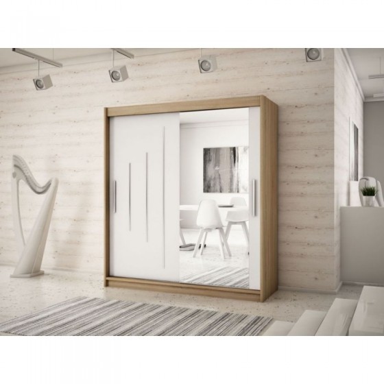 Armoire dressing,  longeur 180 cm, 2 portes, 2 penderies et 10 niches,  Gamme YORK_02