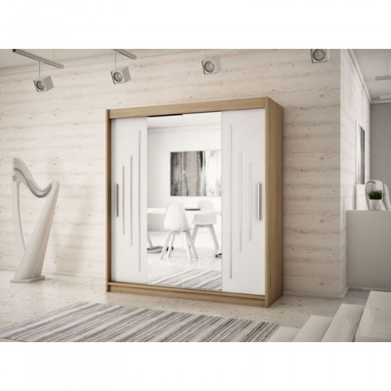 Armoire dressing,  longeur 200 cm, 2 portes, 2 penderies et 10 niches,  Gamme YORK_01