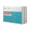 Lit mezzanine 90x200 avec bureau et rangements, Gamme bonny