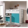 Lit mezzanine 90x200 avec bureau et rangements, Gamme bonny