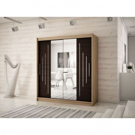 Armoire dressing,  longeur 150 cm, 2 portes, 2 penderies et 5 niches,  Gamme YORK_01