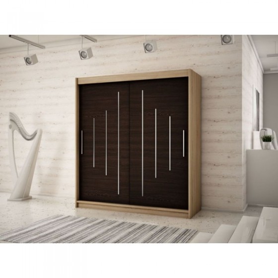 Armoire dressing,  longeur 150 cm, 2 portes, 2 penderies et 5 niches,  Gamme YORK