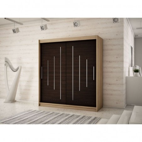 Armoire dressing,  longeur 150 cm, 2 portes, 2 penderies et 5 niches,  Gamme YORK