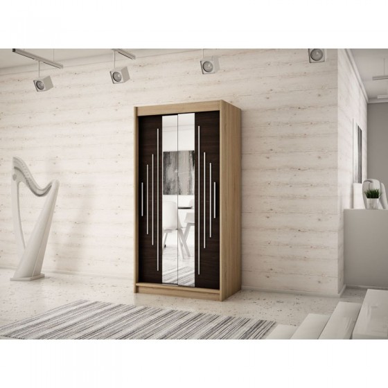 Armoire dressing,  longeur 120 cm, 2 portes, 2 penderies et 5 niches,  Gamme YORK_01