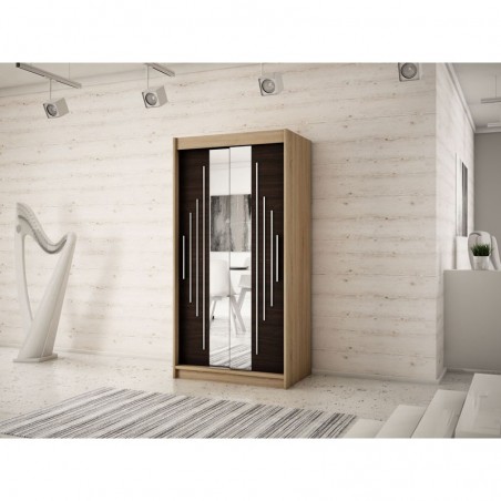 Armoire dressing,  longeur 120 cm, 2 portes, 2 penderies et 5 niches,  Gamme YORK_01