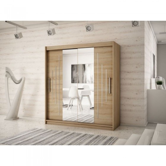 Armoire dressing,  longeur 180 cm, 2 portes, 2 penderies et 10 niches,  Gamme YORK_01