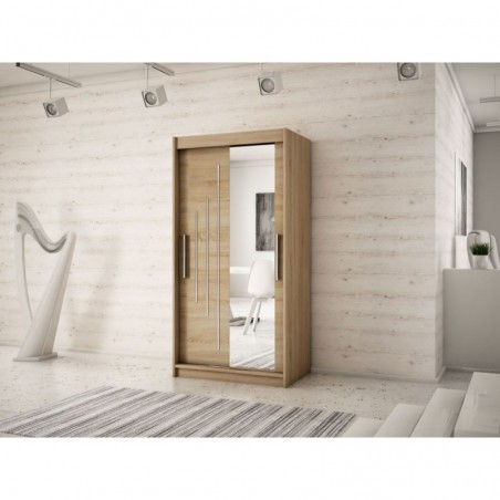 Armoire dressing,  longeur 120 cm, 2 portes, 2 penderies et 5 niches,  Gamme YORK_02