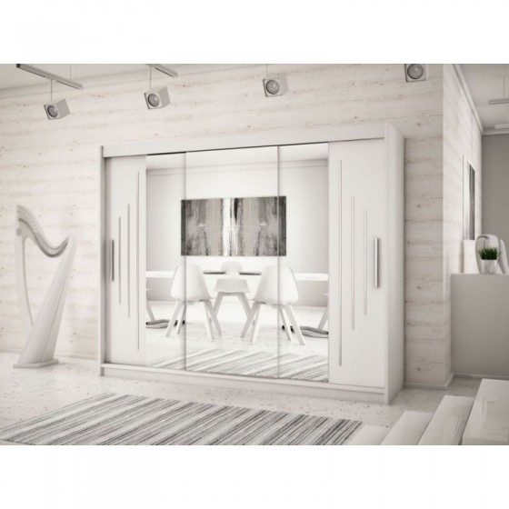 Armoire dressing,  longeur 250 cm, 3 portes, 2 penderies et 10 niches,  Gamme YORK_02