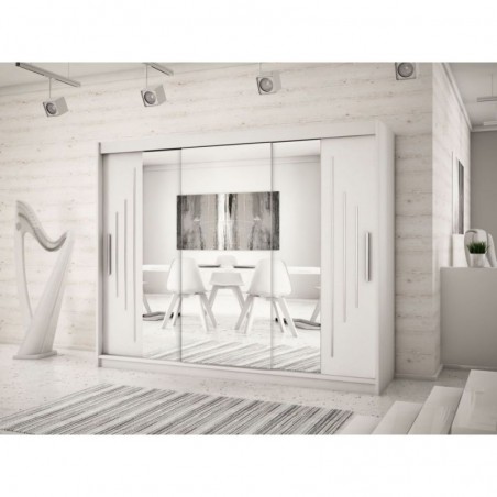 Armoire dressing,  longeur 250 cm, 3 portes, 2 penderies et 10 niches,  Gamme YORK_02