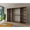 Armoire dressing,  longeur 250 cm, 3 portes, 2 penderies et 10 niches,  Gamme YORK