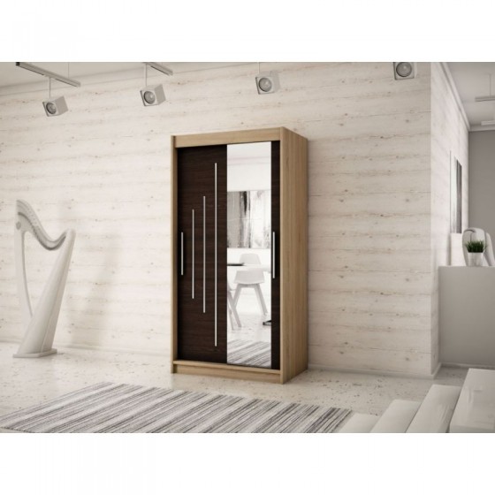Armoire dressing,  longeur 120 cm, 2 portes, 2 penderies et 5 niches,  Gamme YORK_02