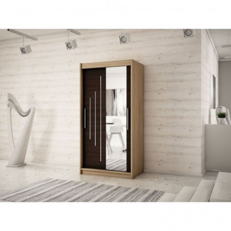 Armoire dressing,  longeur 120 cm, 2 portes, 2 penderies et 5 niches,  Gamme YORK_02