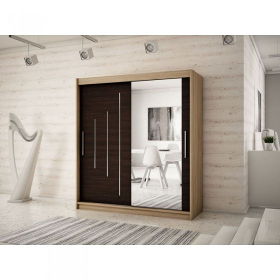 Armoire dressing,  longeur 180 cm, 2 portes, 2 penderies et 10 niches,  Gamme YORK_02
