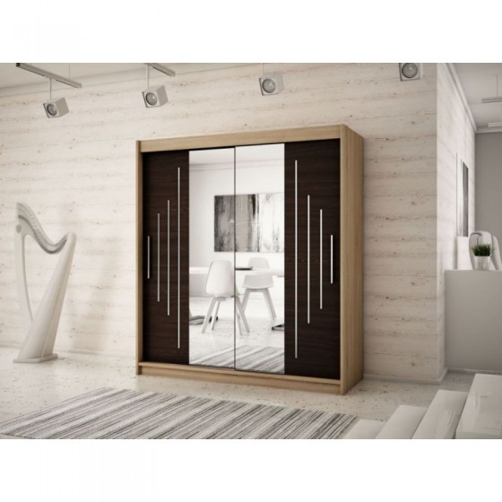 Armoire dressing,  longeur 200 cm, 2 portes, 2 penderies et 10 niches,  Gamme YORK_01