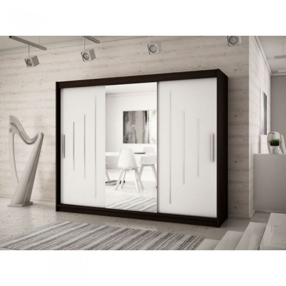 Armoire dressing,  longeur 250 cm, 3 portes, 2 penderies et 10 niches,  Gamme YORK_01