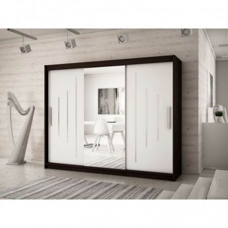 Armoire dressing,  longeur 250 cm, 3 portes, 2 penderies et 10 niches,  Gamme YORK_01