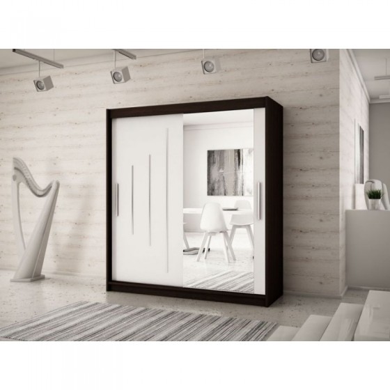 Armoire dressing,  longeur 200 cm, 2 portes, 2 penderies et 10 niches,  Gamme YORK_02