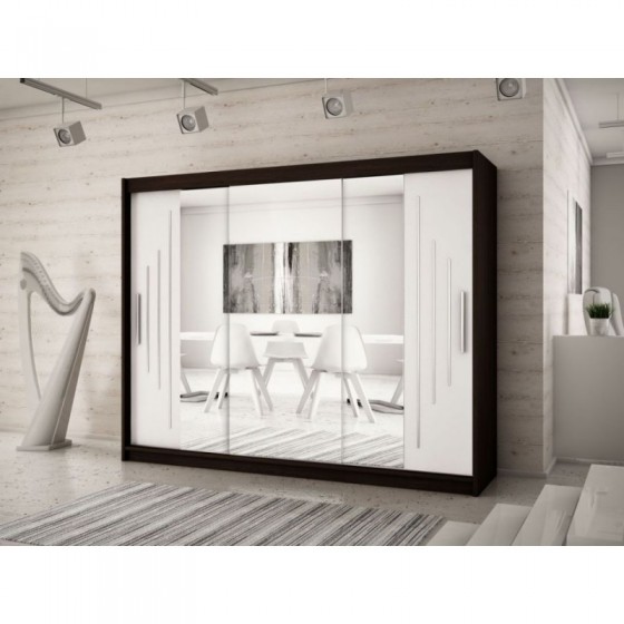 Armoire dressing,  longeur 250 cm, 3 portes, 2 penderies et 10 niches,  Gamme YORK_02