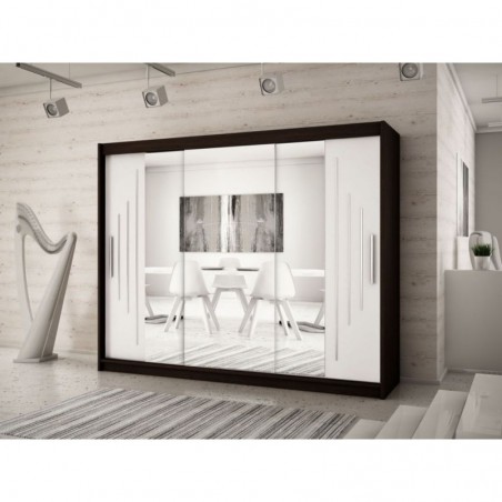 Armoire dressing,  longeur 250 cm, 3 portes, 2 penderies et 10 niches,  Gamme YORK_02