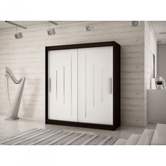 Armoire dressing,  longeur 150 cm, 2 portes, 2 penderies et 5 niches,  Gamme YORK
