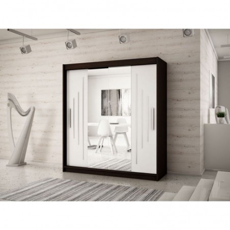 Armoire dressing,  longeur 180 cm, 2 portes, 2 penderies et 10 niches,  Gamme YORK_01