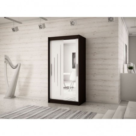Armoire dressing,  longeur 120 cm, 2 portes, 2 penderies et 5 niches,  Gamme YORK_02