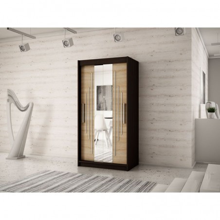 Armoire dressing,  longeur 100 cm, 2 portes, 2 penderies et 5 niches,  Gamme YORK_01
