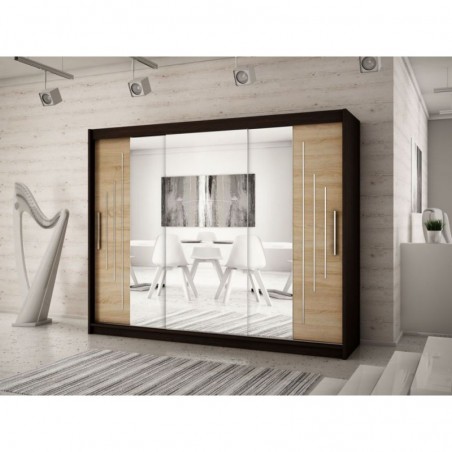 Armoire dressing,  longeur 250 cm, 3 portes, 2 penderies et 10 niches,  Gamme YORK_02