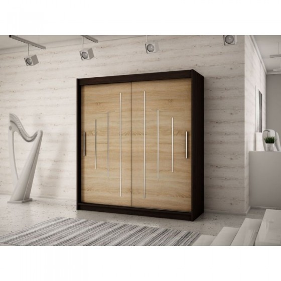 Armoire dressing,  longeur 150 cm, 2 portes, 2 penderies et 5 niches,  Gamme YORK