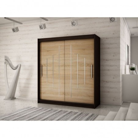 Armoire dressing,  longeur 150 cm, 2 portes, 2 penderies et 5 niches,  Gamme YORK
