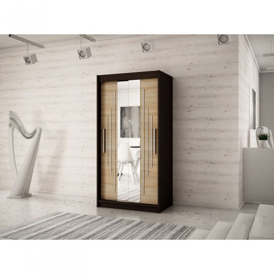 Armoire dressing,  longeur 120 cm, 2 portes, 2 penderies et 5 niches,  Gamme YORK_01