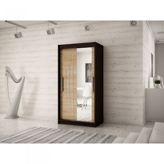 Armoire dressing,  longeur 120 cm, 2 portes, 2 penderies et 5 niches,  Gamme YORK_02