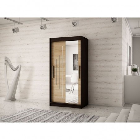 Armoire dressing,  longeur 120 cm, 2 portes, 2 penderies et 5 niches,  Gamme YORK_02