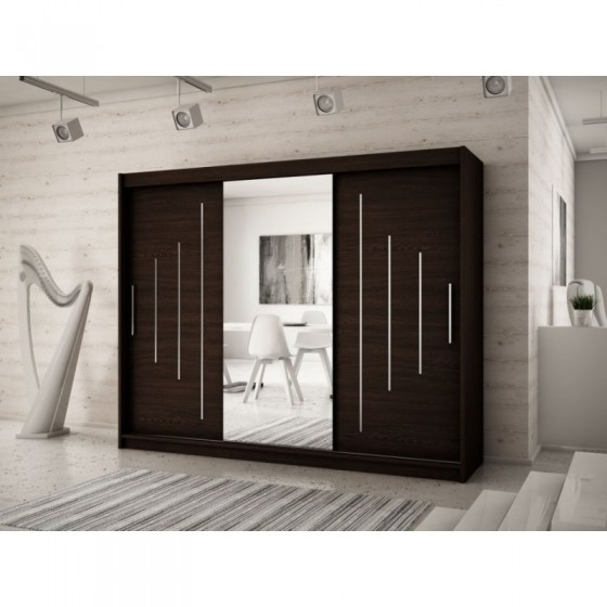 Armoire dressing,  longeur 250 cm, 3 portes, 2 penderies et 10 niches,  Gamme YORK_01