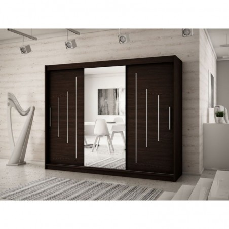 Armoire dressing,  longeur 250 cm, 3 portes, 2 penderies et 10 niches,  Gamme YORK_01