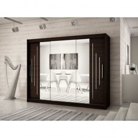 Armoire dressing,  longeur 250 cm, 3 portes, 2 penderies et 10 niches,  Gamme YORK_02
