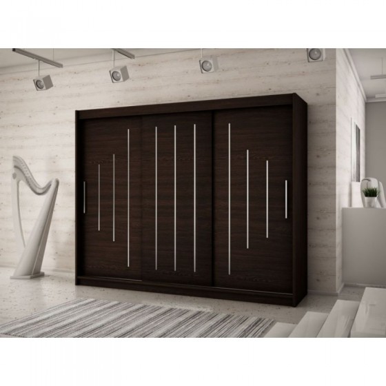 Armoire dressing,  longeur 250 cm, 3 portes, 2 penderies et 10 niches,  Gamme YORK