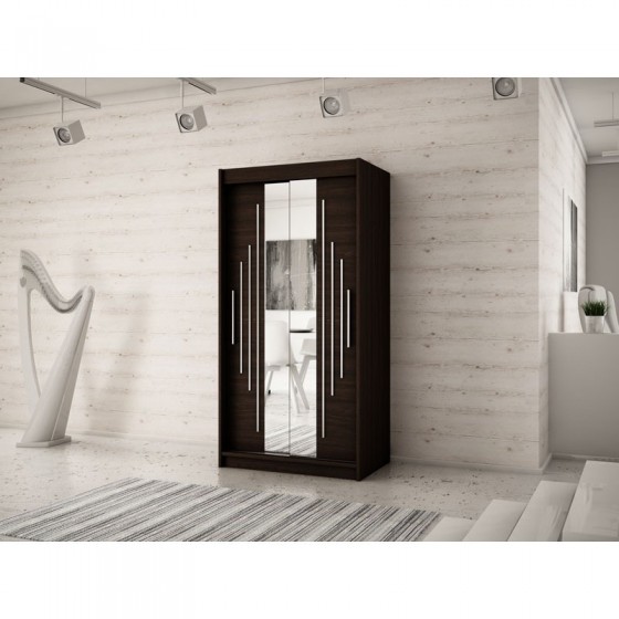Armoire dressing,  longeur 120 cm, 2 portes, 2 penderies et 5 niches,  Gamme YORK_01