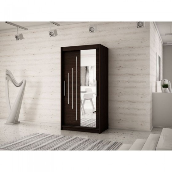 Armoire dressing,  longeur 120 cm, 2 portes, 2 penderies et 5 niches,  Gamme YORK_02