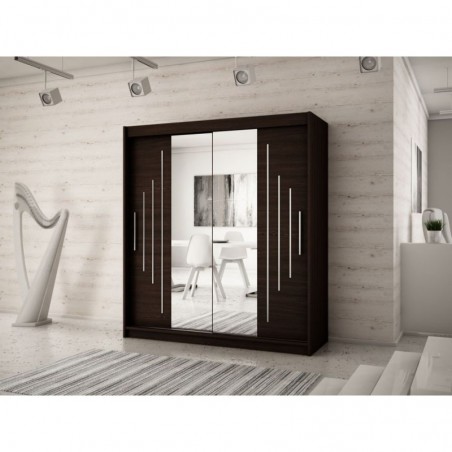 Armoire dressing,  longeur 200 cm, 2 portes, 2 penderies et 10 niches,  Gamme YORK_01