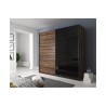 Armoire dressing, 2 portes coulissantes, longeur 200 cm, couleur Chêne et Noir, Gamme Wesel
