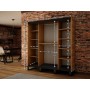 Armoire dressing, 1 niche(s), 2 portes coulissantes, longeur 200 cm, couleur Chêne Craft & Noir mat, Gamme Ricciano_T3